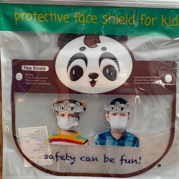 Kids Plastic Clear Face Shield Anti-Fog Panda - Picture 2 of 8